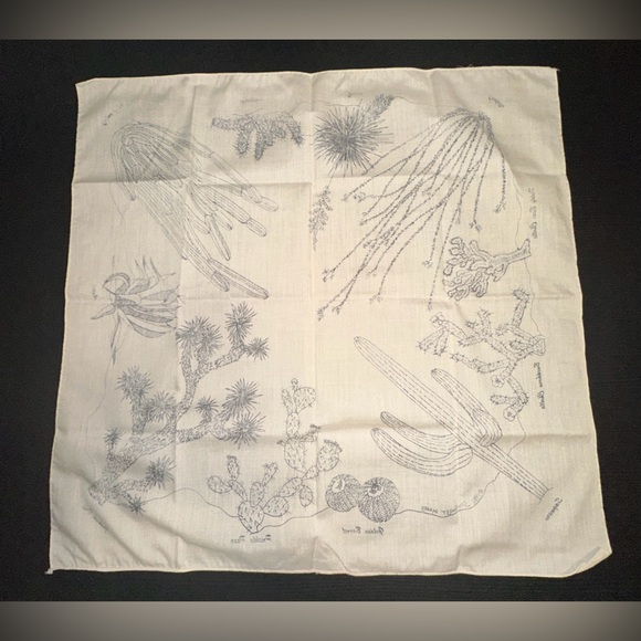 Beige cacti succulent botany vintage scarf - Picture 4 of 4